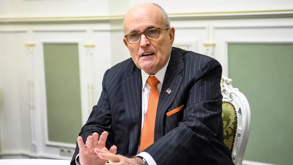 Former New York CIty Mayor Rudy Giuliani during visit to Kyiv, Ukraine. November 2017