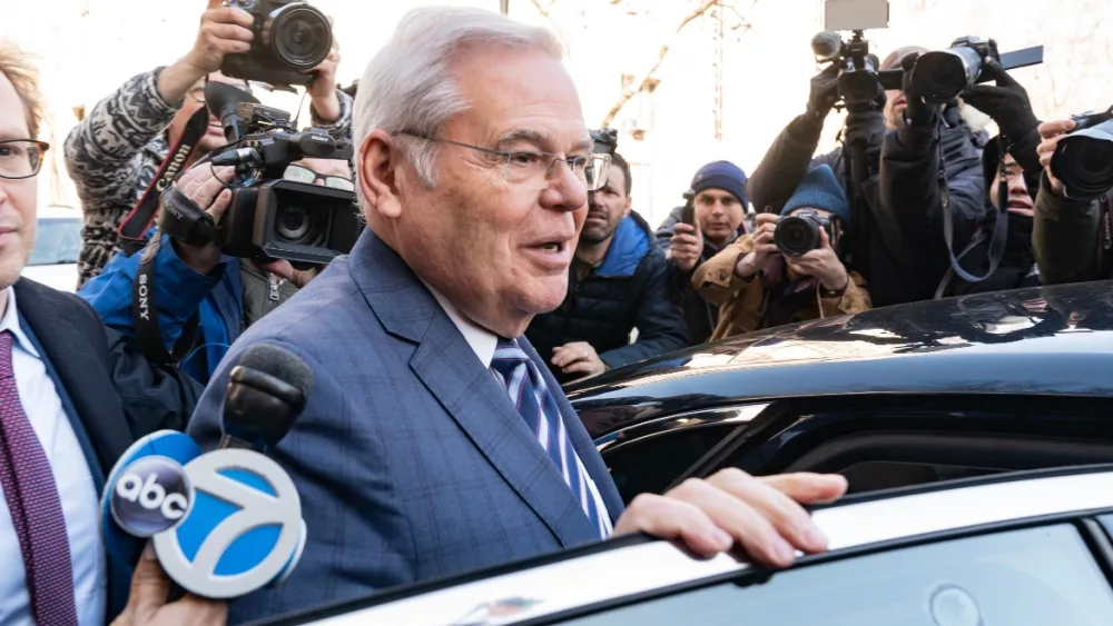 Senator Bob Menendez and his wife Nadine Menendez depart Manhattan Federal court in New York after arraignment on new charges in bribery case on March 11, 2024