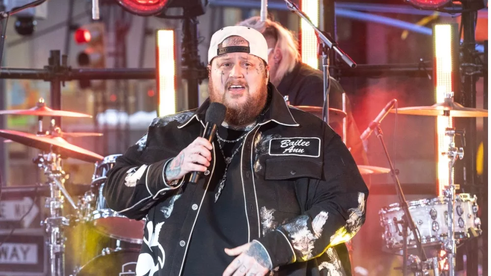 Jelly Roll performs on stage during 2024 New Year's celebration on Times Square in New York on December 31, 2023.