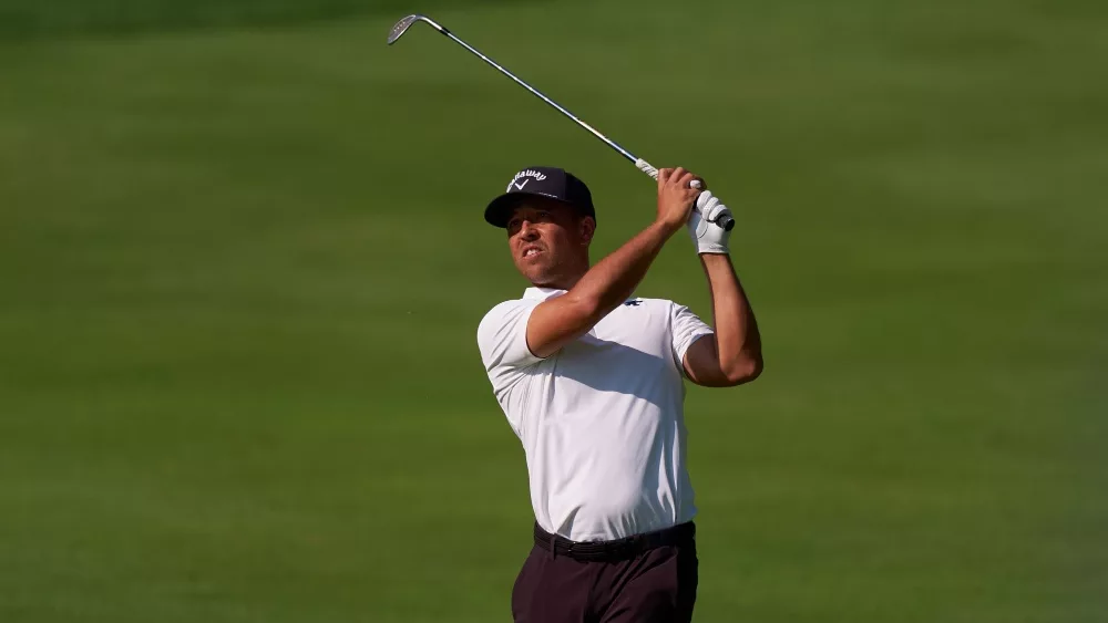 Xander Schauffele of the United States in action during First Round of the 2024 PGA Championship at Valhalla Golf Club on May 16, 2024 in Louisville, Kentucky.