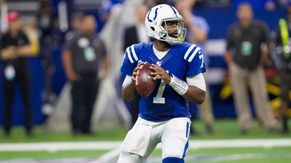 Jacoby Brissett #7 - Indianapolis Colts host Oakland Raiders on Sept. 29th 2019 at Lucas Oil Stadium in Indianapolis, IN. - USA