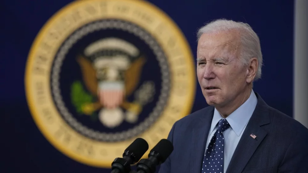 President Joe Biden makes remarks at Washington, DC US - Feb 16, 2023.