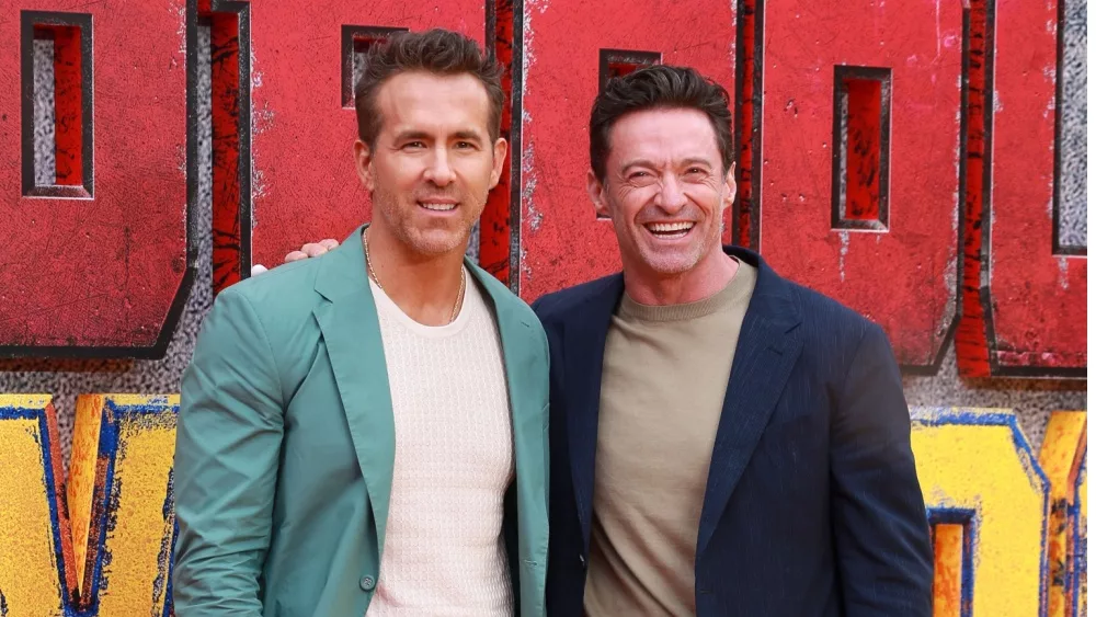 Ryan Reynolds and Hugh Jackman attend the "Deadpool and Wolverine" UK Fan Event at the Eventim Apollo in London, England. July 11, 2024