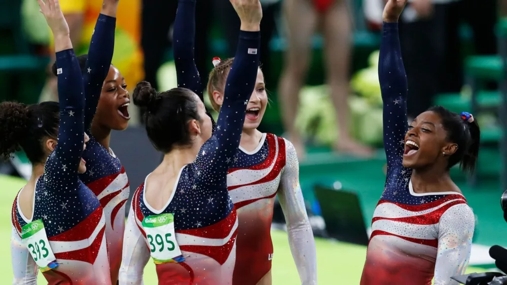 Team USA wins gold medal at Rio 2016 Olympic Games, artistic gymnastics.RIO DE JANEIRO, BRAZIL 08/09/2016