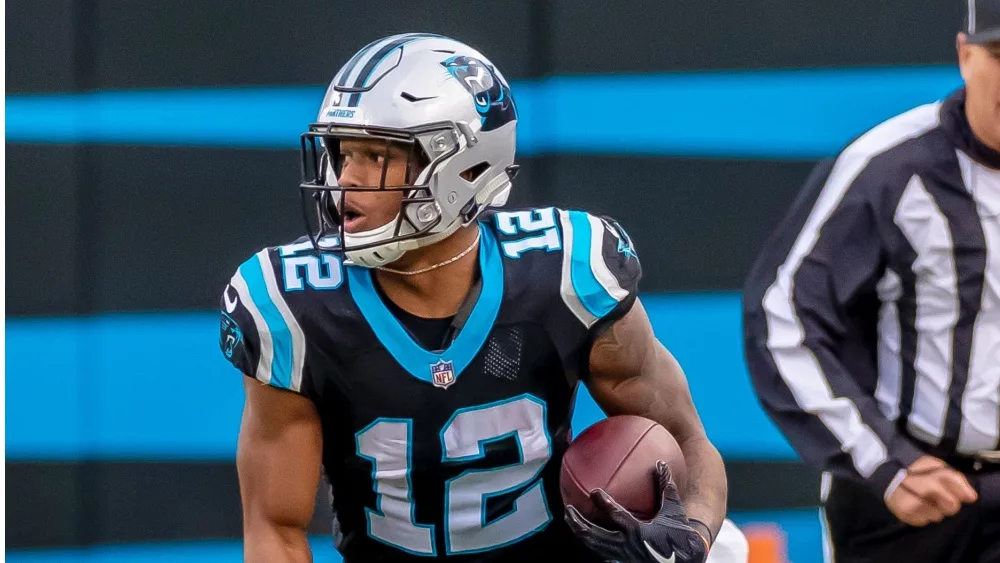 DJ MOORE (12) plays against the visiting Seattle Seahawks at Bank Of America Stadium in Charlotte, NC. November 25, 2018