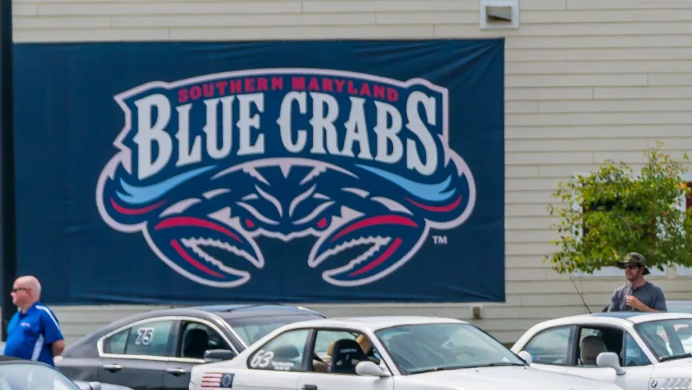 The Southern Maryland Blue Crabs baseball field outside photo. Waldorf, Maryland /USA -July 22, 2017