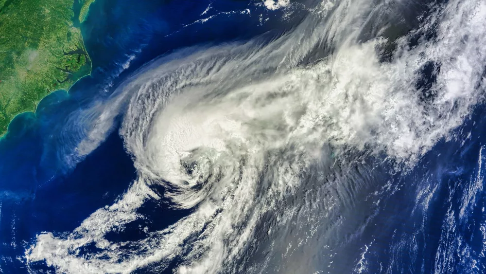 Tropical Storm Debby over the Atlantic Ocean. Elements of this image furnished by NASA.