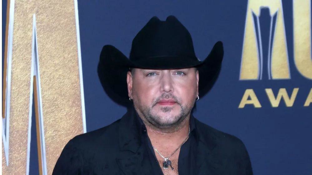 Jason Aldean at the 2022 Academy of Country Music Awards Arrivals at Allegient Stadium on March 7, 2022 in Las Vegas, NV