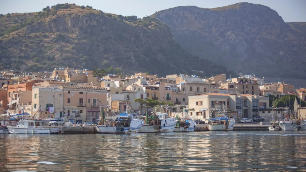 PORTICELLO, ITALY 11 OCTOBER 2019: Porticello's Coastline during sunset time