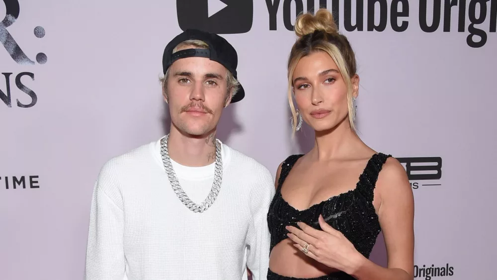 Justin Bieber and Hailey Bieber arrives for the Premiere Of YouTube Originals' "Justin Bieber: Seasons" on January 27, 2020 in Westwood, CA