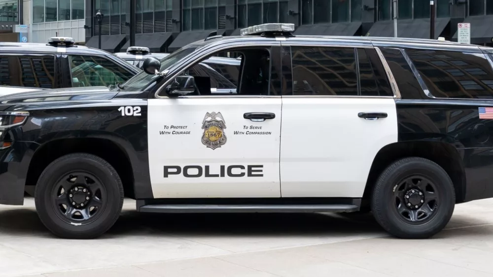 Minneapolis Police car in downtown Minneapolis, Minnesota, MN USA, May 5, 2023.