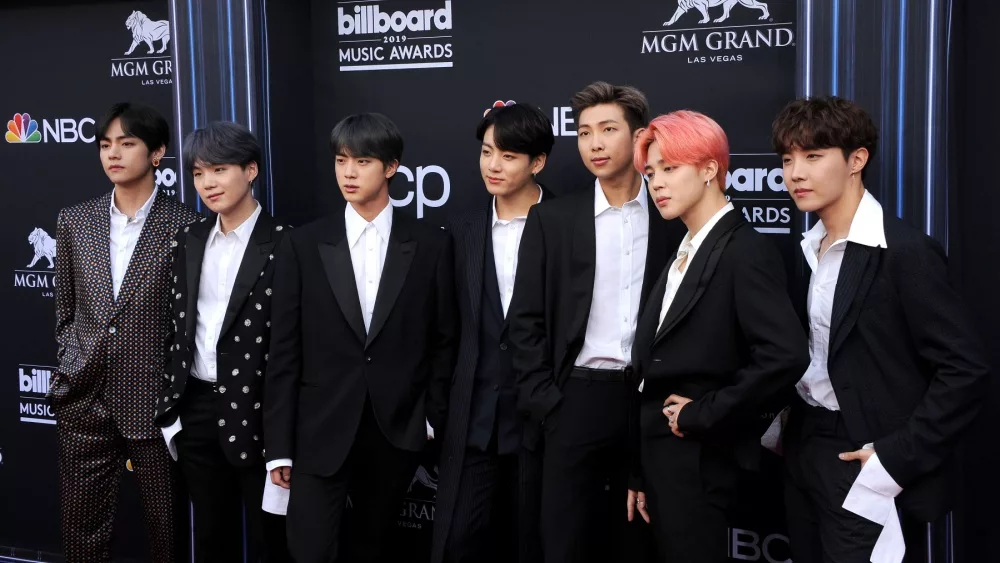 J-Hope, V, Jungkook, Jimin, Suga, Jin and RM of BTS at the 2019 Billboard Music Awards held at the MGM Grand Garden Arena in Las Vegas, USA on May 1, 2019.