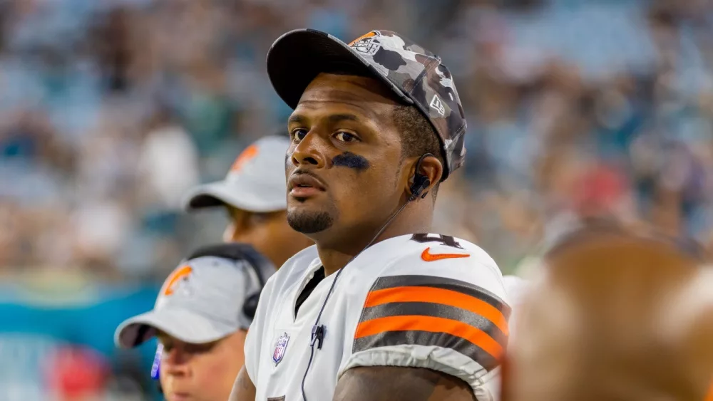 Cleveland Browns quarterback Deshaun Watson. Cleveland Browns v Jacksonville Jaguars at TIAA Bank Field in Jacksonville Florida August 12, 2022