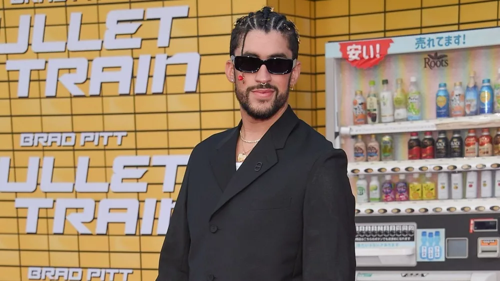 Bad Bunny arrives for the Hollywood premiere of ‘Bullet Train’ on August 01, 2022 in Westwood, CA