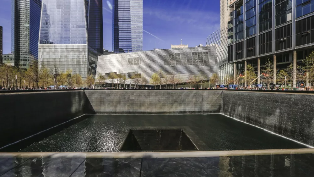 9/11 Memorial at World Trade Center Ground Zero in New York City. NEW YORK, USA - APRIL 15, 2016