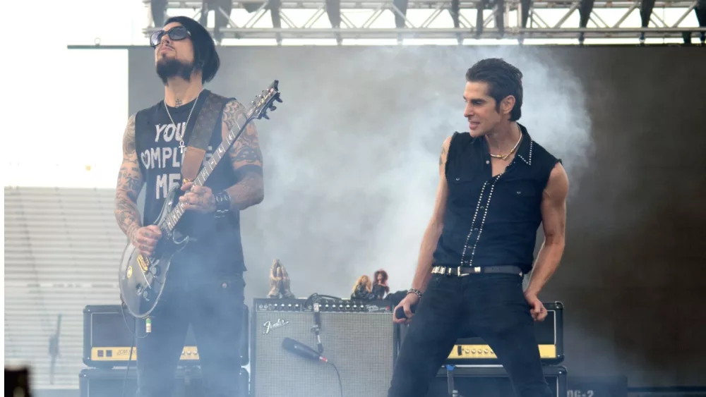 Guitarist Dave Navarro and singer Perry Farrell of the rock band Jane's Addiction perform at an outdoor concert at Speedway, IN/USA - May 22, 2015