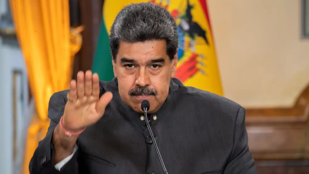 Venezuelan President Nicolás Maduro participates in a press conference at the Miraflores Palace, the seat of government of Venezuela. Caracas, Venezuela; April 20 2023