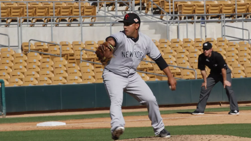 NY Yankees pitcher Nestor Cortes. while playing for the Scottsdale Scorpions at Camelback Ranch Stadium in Glendale,AZ USA November 1,2016.