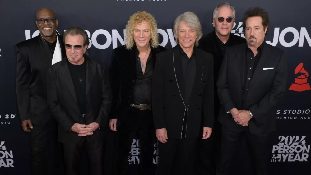 Phil X, David Bryan, Jon Bon Jovi, Hugh McDonald and Tico Torres of Bon Jovi at the MusiCares Person of the Year Gala. LOS ANGELES, USA. February 02, 2024