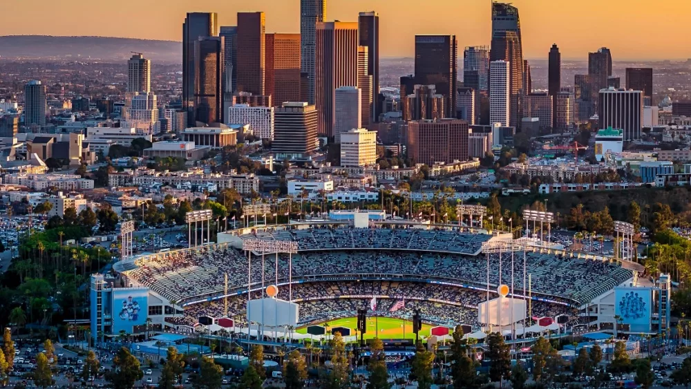 Los Angeles, CA USA- April 15 2024: Los Angeles Dodgers Stadium