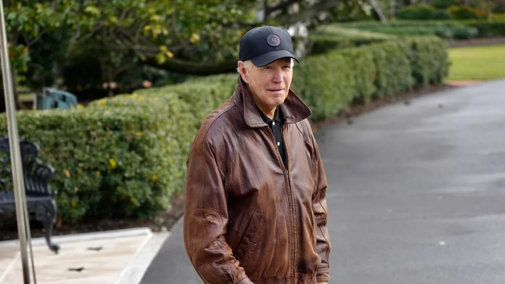 President Biden fields questions from the press prior to boarding Marine One. Washington, D.C. USA - 1-13-2024: