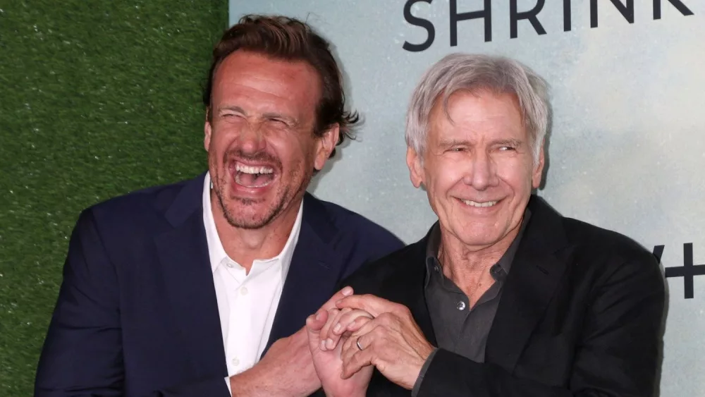 Jason Segel, Harrison Ford at the Shrinking Season 2 Premiere at the Pacific Design Center on October 8, 2024 in CA