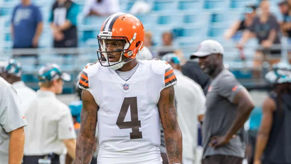 Deshaun Watson of Cleveland Browns at TIAA Bank Field Jacksonville Florida August 12, 2022