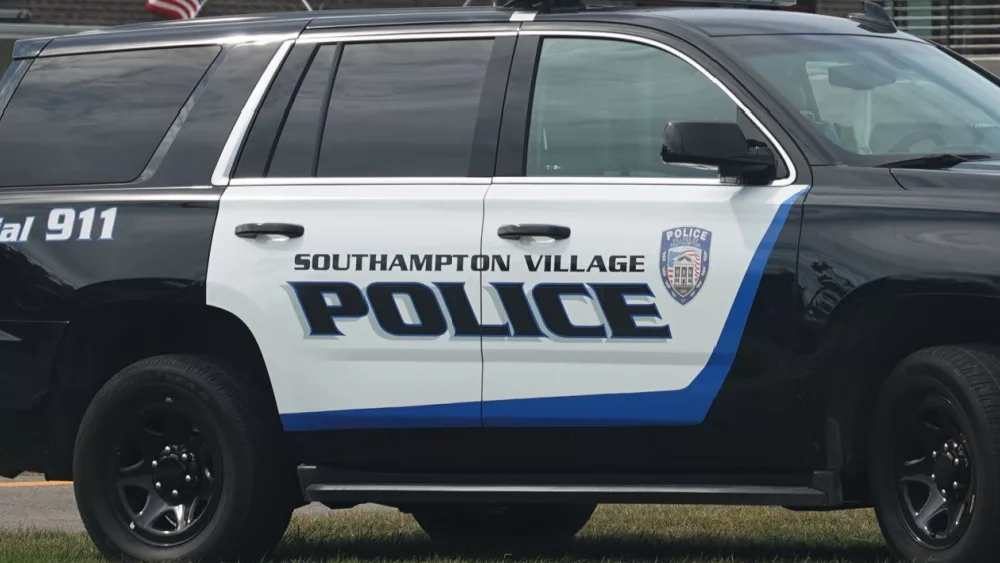 Southampton Police Department car in Southampton Village, Long Island. SOUTHAMPTON, NEW YORK - SEPTEMBER 30, 2019