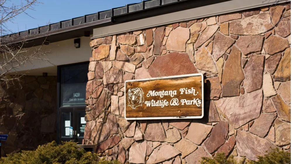 Department of Fish, Wildlife, and Park building exterior. A government law enforcement agency to protect natural and sustainable resources. Helena, Montana - April 8, 2020