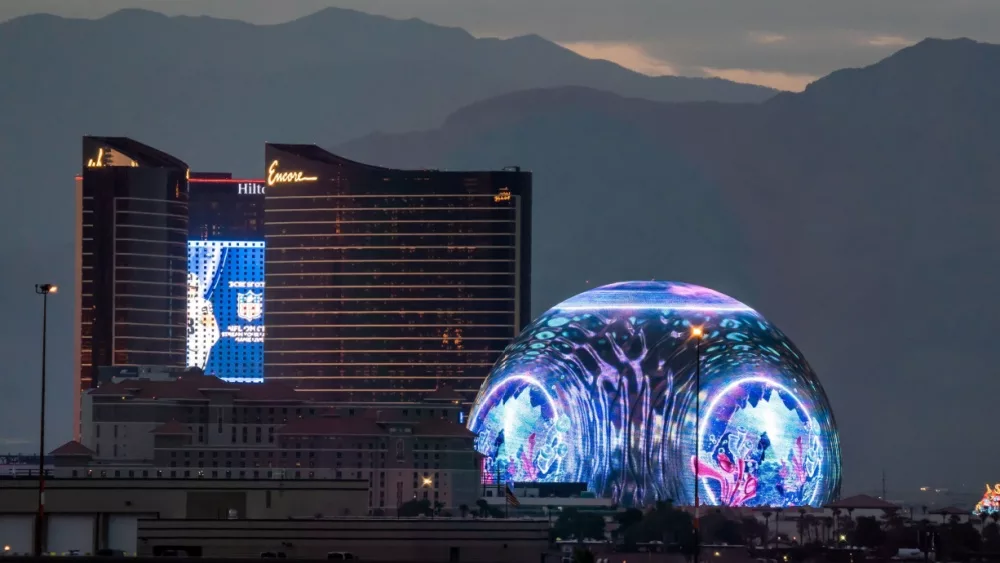 MSG Sphere is light up in Las Vegas, Nevada USA, 25 August 2023