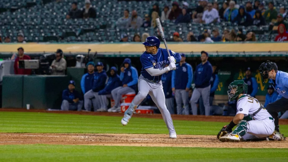 Tampa Bay Rays shortstop Wander Franco at the Oakland Coliseum. Oakland, California - June 14, 2023