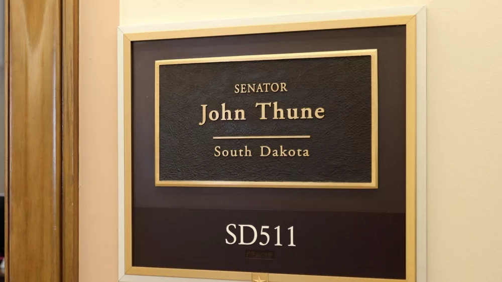 Entrance to the office of Senator John Thune in Washington, DC on July 18, 2017. John Thune is the senior United States Senator from South Dakota.