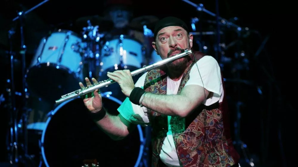 Ian Scott Anderson, the Jethro Tull lead singer and flautist, performs at a concert hall in Moscow on March 22, 2005.