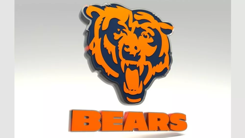 Emblem of the Chicago Bears, professional American football team. Template for presentation or infographics. 3D render. 3D Illustration