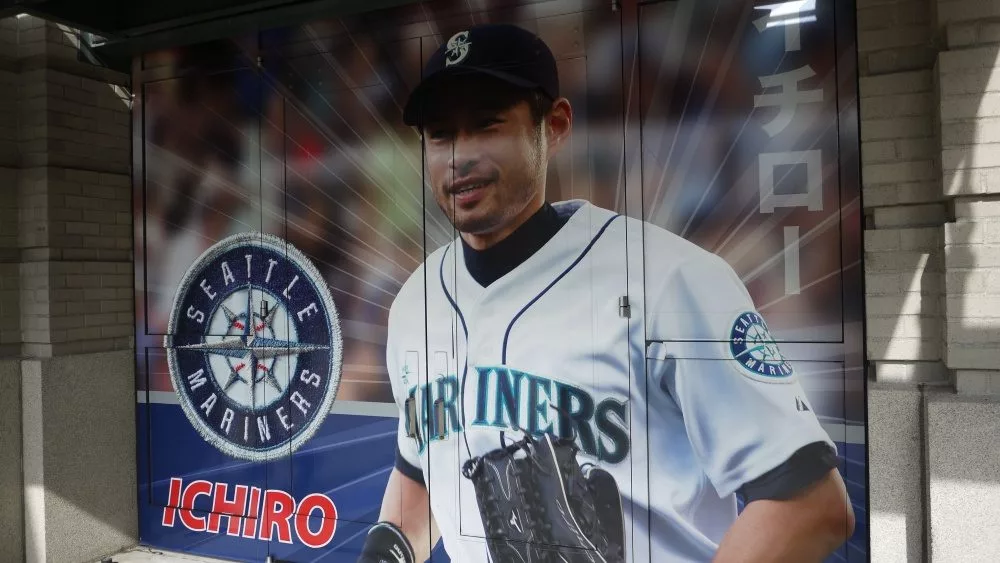 Safeco Field/ T-mobile park: Poster of baseball player Ichiro Suzuki. Seattle, WA/ USA - May 9, 2011