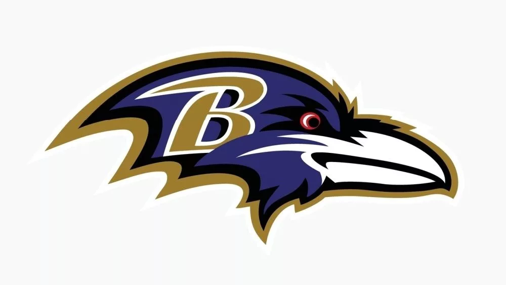 Baltimore Ravens, Sports editorial vector logo is printed on white paper.