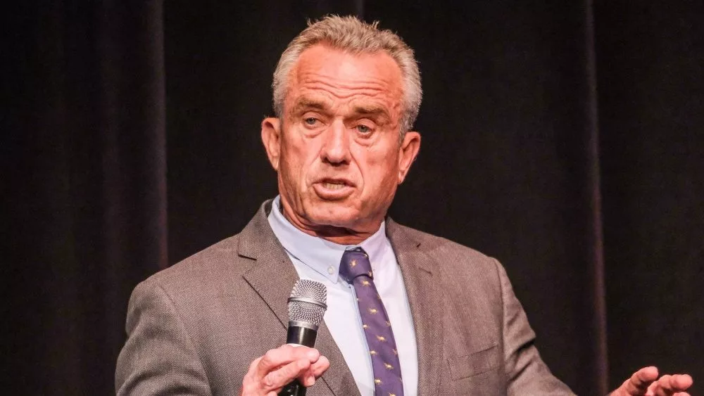 Robert F. Kennedy Jr. discusses immigration issues after the premiere of "Midnight at the Border" in Beverly Hills, Calif., on Aug. 3, 2023.