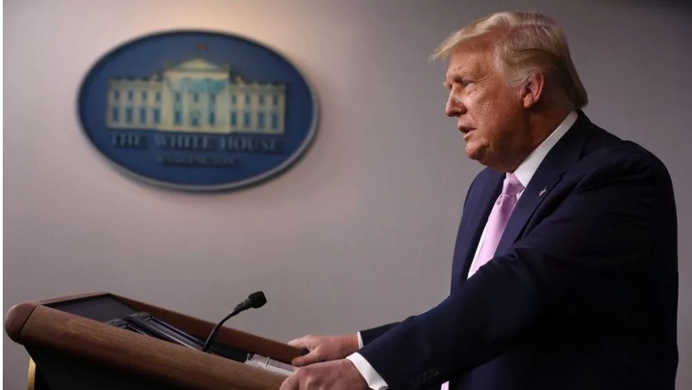 U.S. President Donald Trump holds a news conference in the Brady Press Briefing Room at the White House August 19, 2020 in Washington, DC.