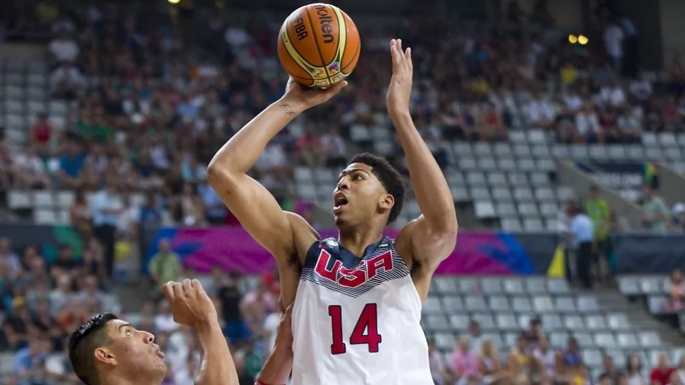 Anthony Davis of USA Team (14) at FIBA World Cup basketball match between USA and Mexico, final score 86-63, on September 6, 2014, in Barcelona, Spain.