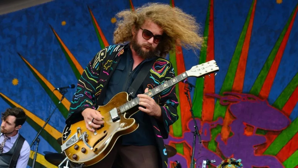 Jim James of My Morning Jacket performs at the 2016 New Orleans Jazz and Heritage Festival. New Orleans, LA - April 29, 2016