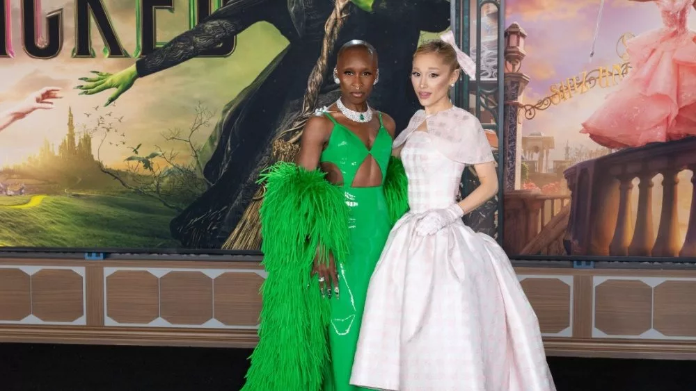 Cynthia Erivo and Ariana Grande at the premiere for Wicked at the Dorothy Chandler Pavilion. LOS ANGELES, CA. November 09, 2024