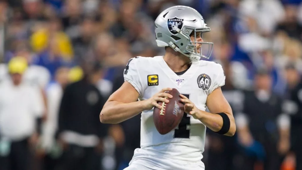 Derek Carr #4 - Indianapolis Colts host the Oakland Raiders on Sunday Sept. 29th 2019 at Lucas Oil Stadium in Indianapolis, IN -USA