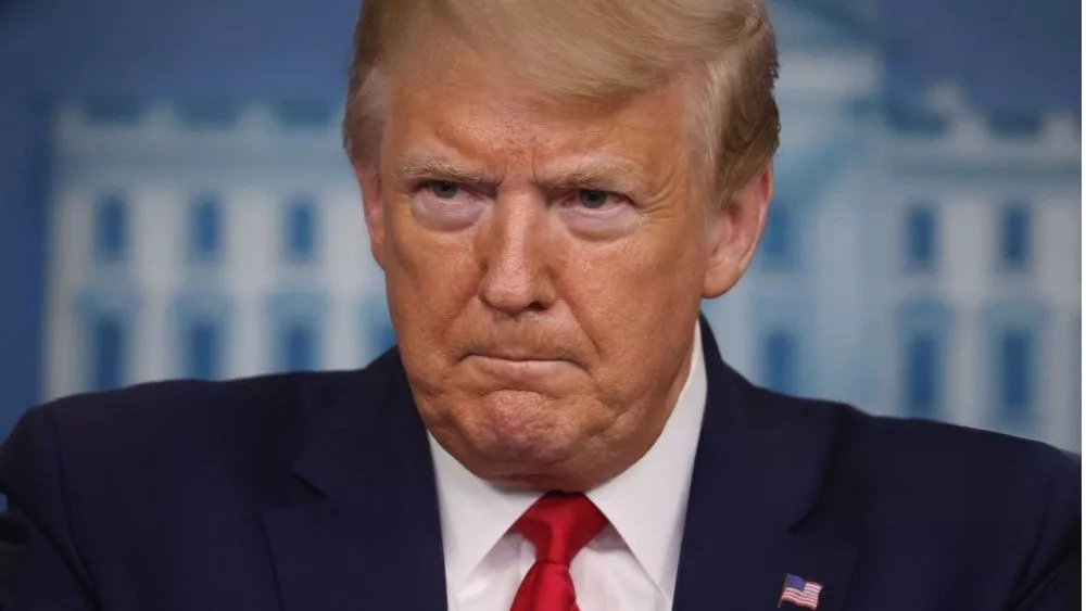 Donald Trump speaks to reporters following a meeting of his coronavirus task force in the Brady Press Briefing Room at the White House on April 06, 2020 in Washington, DC.