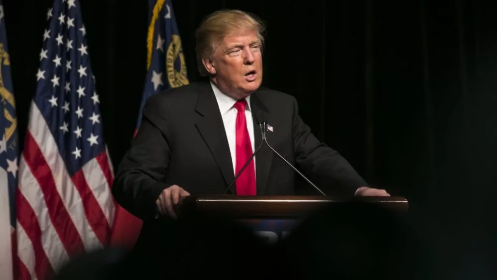 Donald Trump speaks to several thousand supporters at a rally in Atlanta, Georgia. 21 February 2016