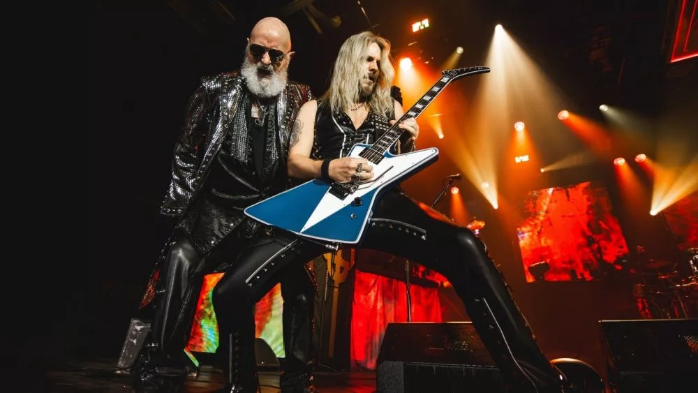 Rob Halford and Richie Faulkner of Judas Priest in concert at The Wings Event CenterKalamazoo, Michigan- May 4 2024
