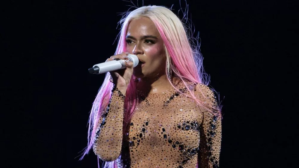 Karol G during a performance at the Santiago Bernabeu, on July 20, 2024, in Madrid, Spain