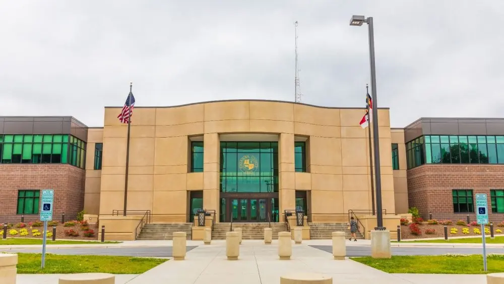 The Catawba County Justice Center and courthouse. NEWTON, NC, USA--5/22/19
