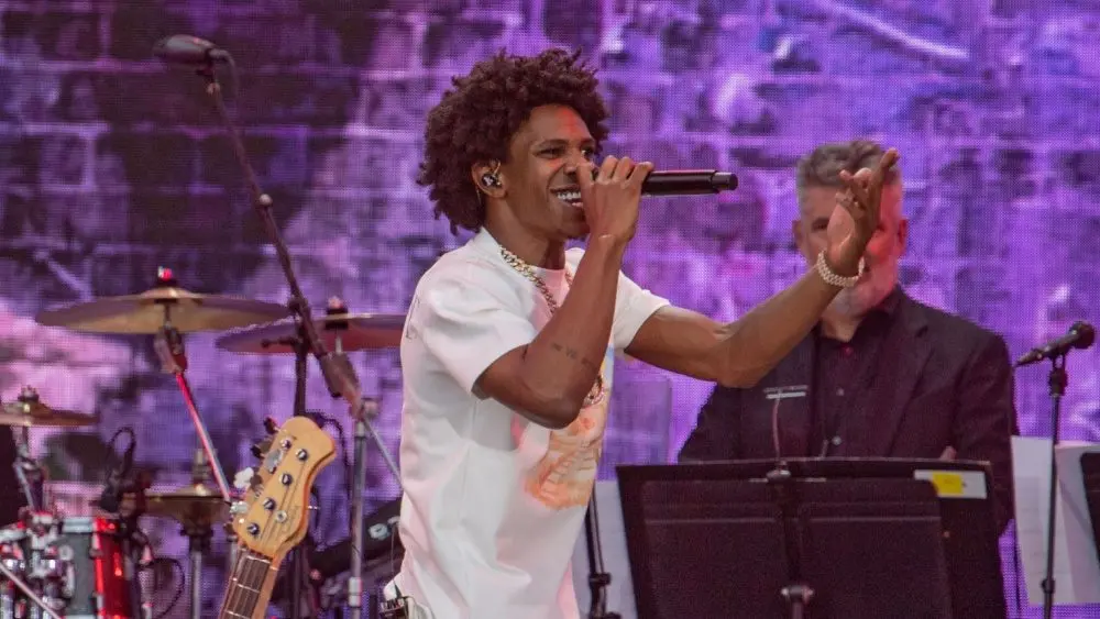 Boogie wit da Hoodie performs during "We Love NYC: The Homecoming Concert" at the Great Lawn in Central Park on August 21, 2021 in New York City.