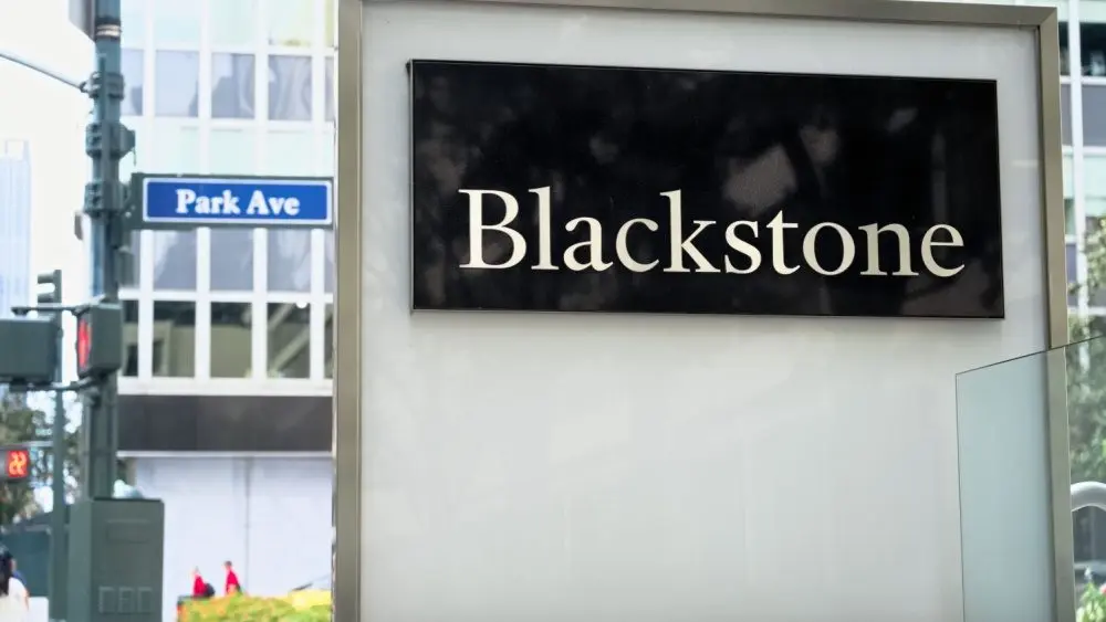 Blackstone Inc., American alternative investment management company's sign at corporate headquarters at 345 Park Avenue, New York City. New York, NY - September 17, 2023