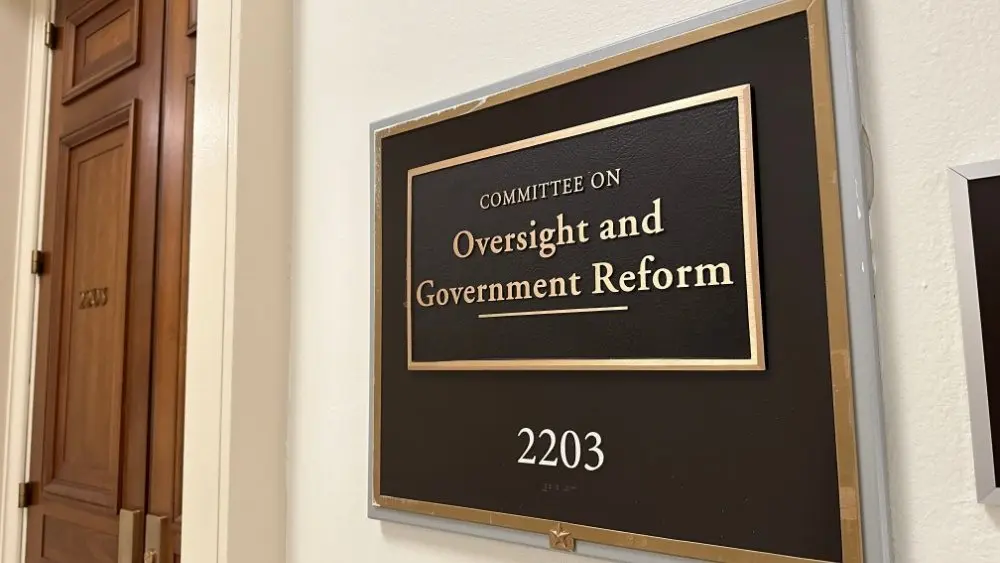 WASHINGTON - APRIL 2, 2025: Committee on Oversight and Government Reform 2203 sign an entrance exterior at house office building